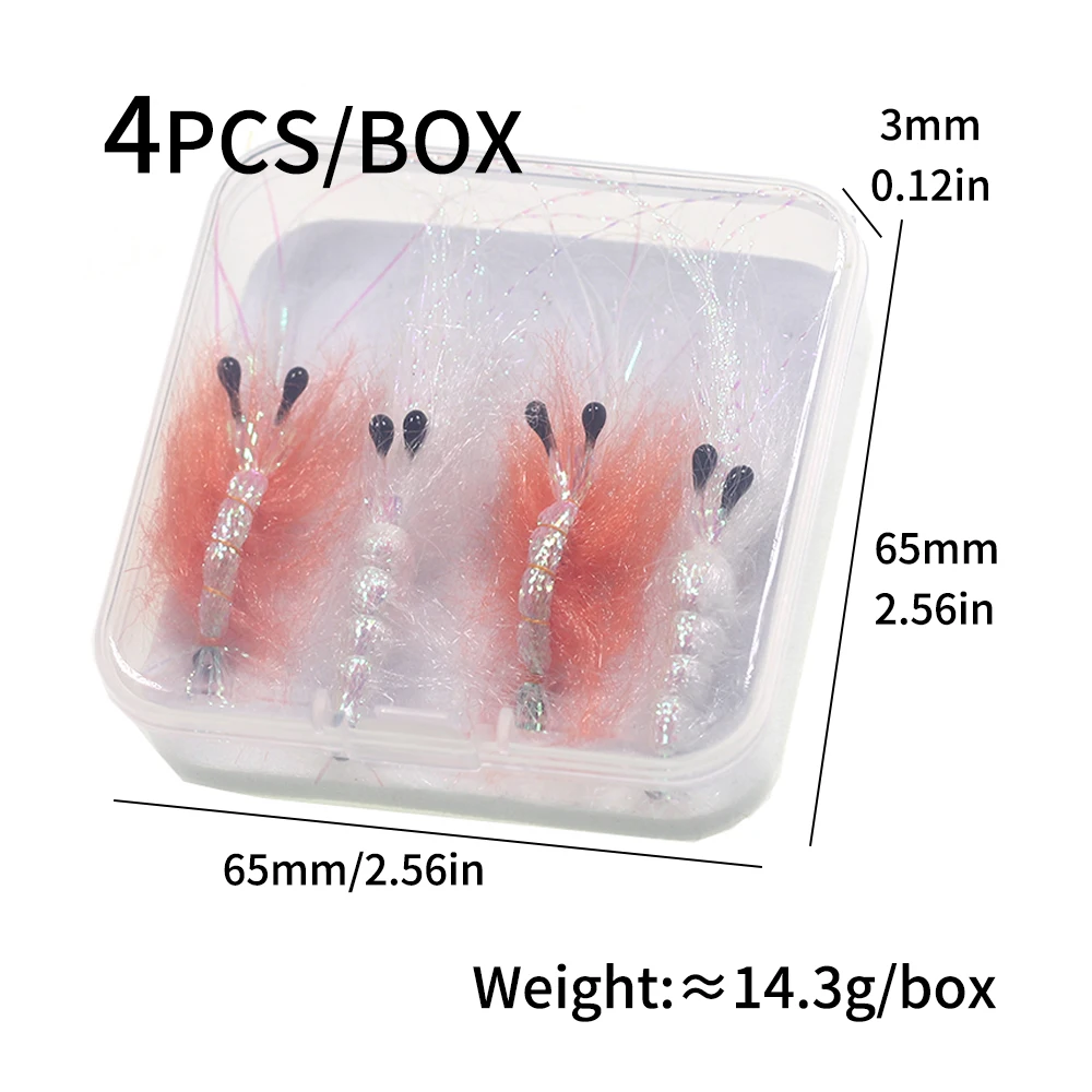 Lionriver-señuelo de camarón para pesca en agua salada, cebo Artificial para trucha, lubina, color naranja #6 #1, perla, 4 piezas - imagen 5