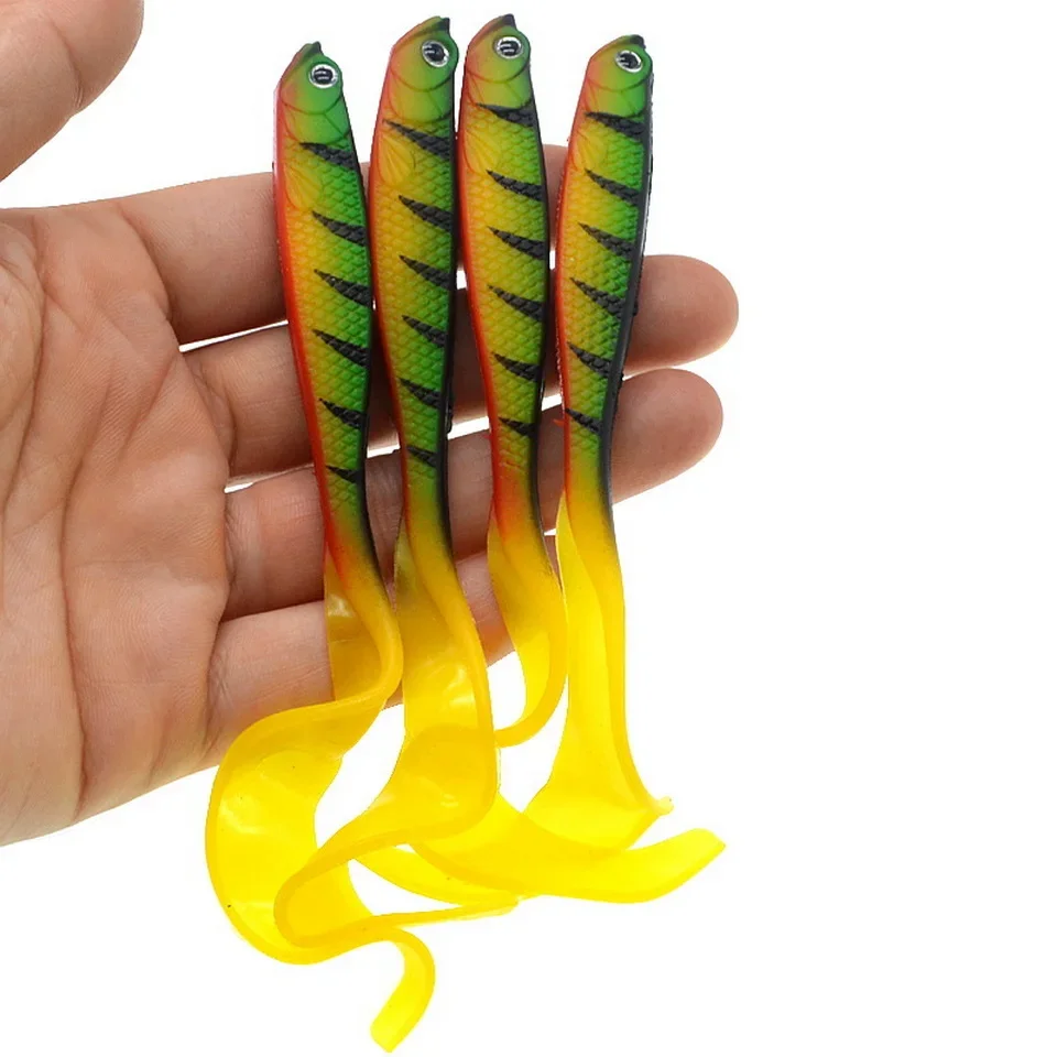 Señuelo de pesca de 3 piezas, 125mm, 5,5g, Shad t-tail Swimbait, cebo suave Artificial de silicona, Lucio, pesca Jigging Wobblers - imagen 3