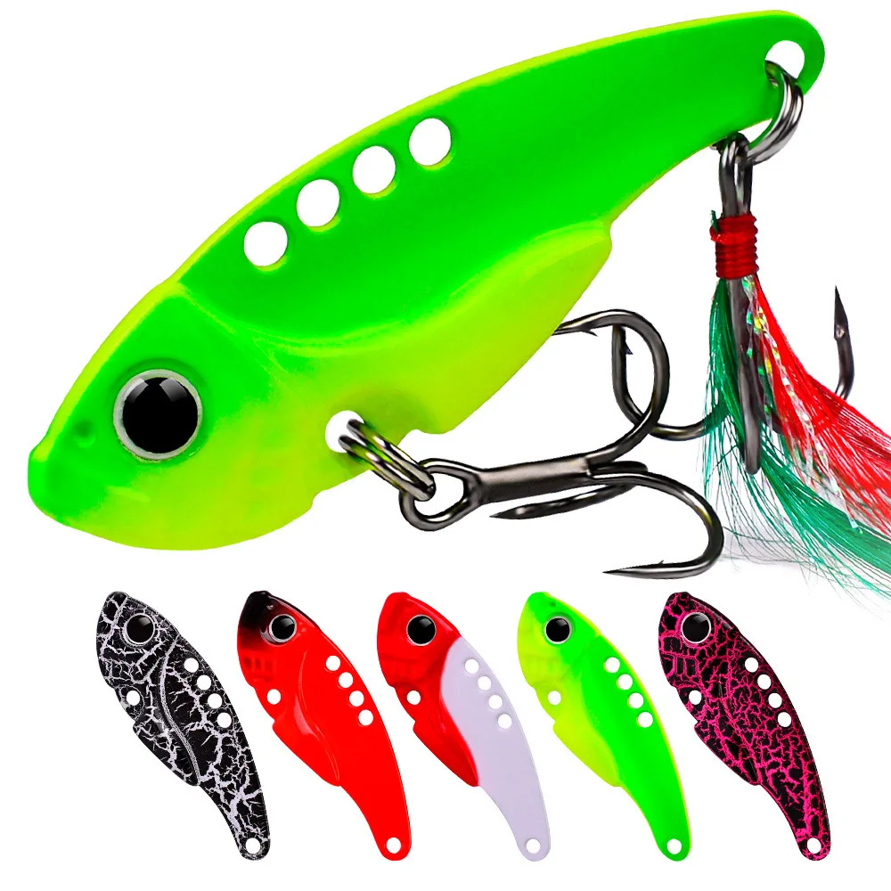 Señuelos de Pesca cuchara para Lucio 50mm 11g con gancho triple cuchara Wobble Metal duro cebo Artificial Vib Spoonbait señuelo de aparejos de pesca - imagen 2