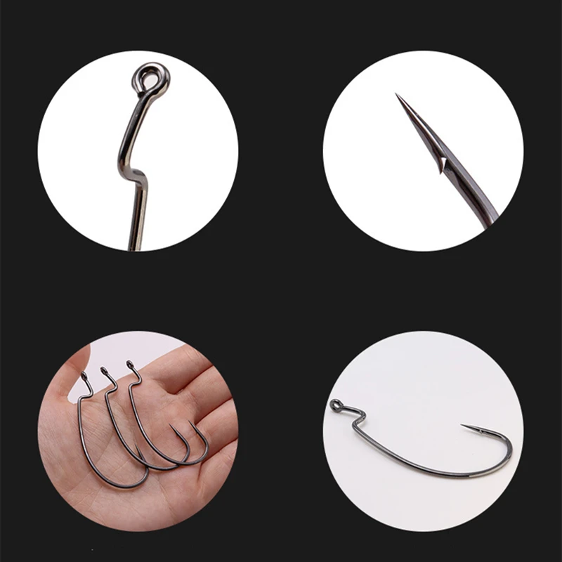 ZYZ-anzuelos texanos de acero de alto carbono, aparejos de Pesca suaves, con manivela Bkk, 10-12 unids/lote por bolsa - imagen 5