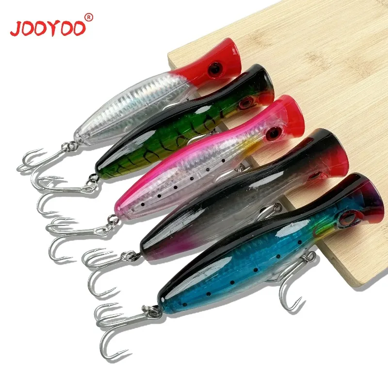 Señuelo de pesca Premium Topwater Popper Minnow: cebo duro versátil con anzuelos triples para lubina, trucha y material ABS más duradero - imagen 5
