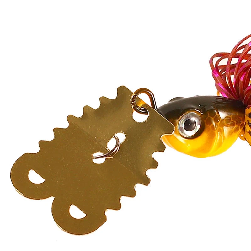 TAKEDO LD10 señuelo hoja cebo de Metal con falda de goma Spinnerbait Jig señuelo sin malezas pesca de lubina - imagen 4