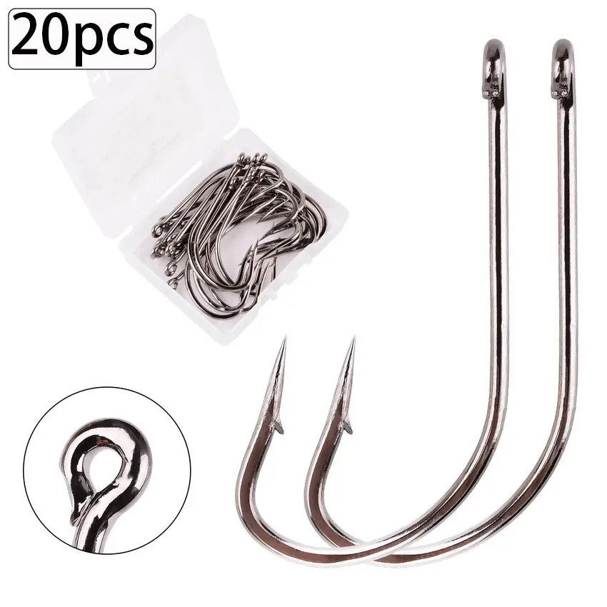 20 unids/caja anzuelos de pesca de acero rico en carbono anzuelo de pesca de carpa púa agua salada anzuelos de agua dulce anzuelos caja de aparejos