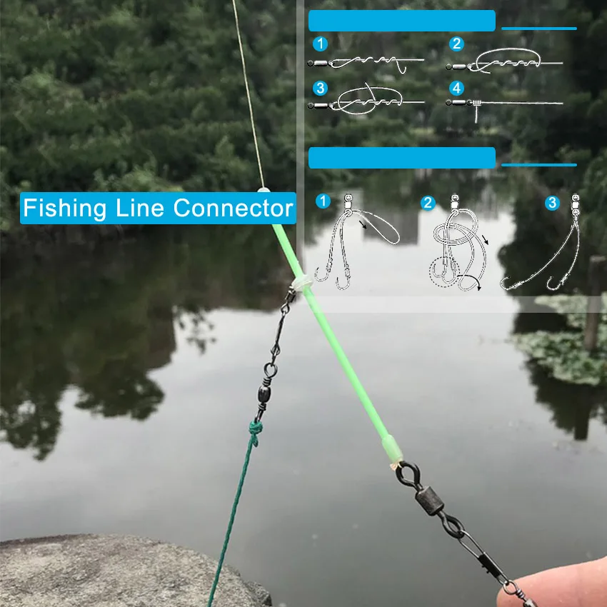 Ackibbik-conector giratorio de pesca, Conector de gancho de anillo sólido para pesca de carpa, rodamiento rodante, 210 unids/set - imagen 3