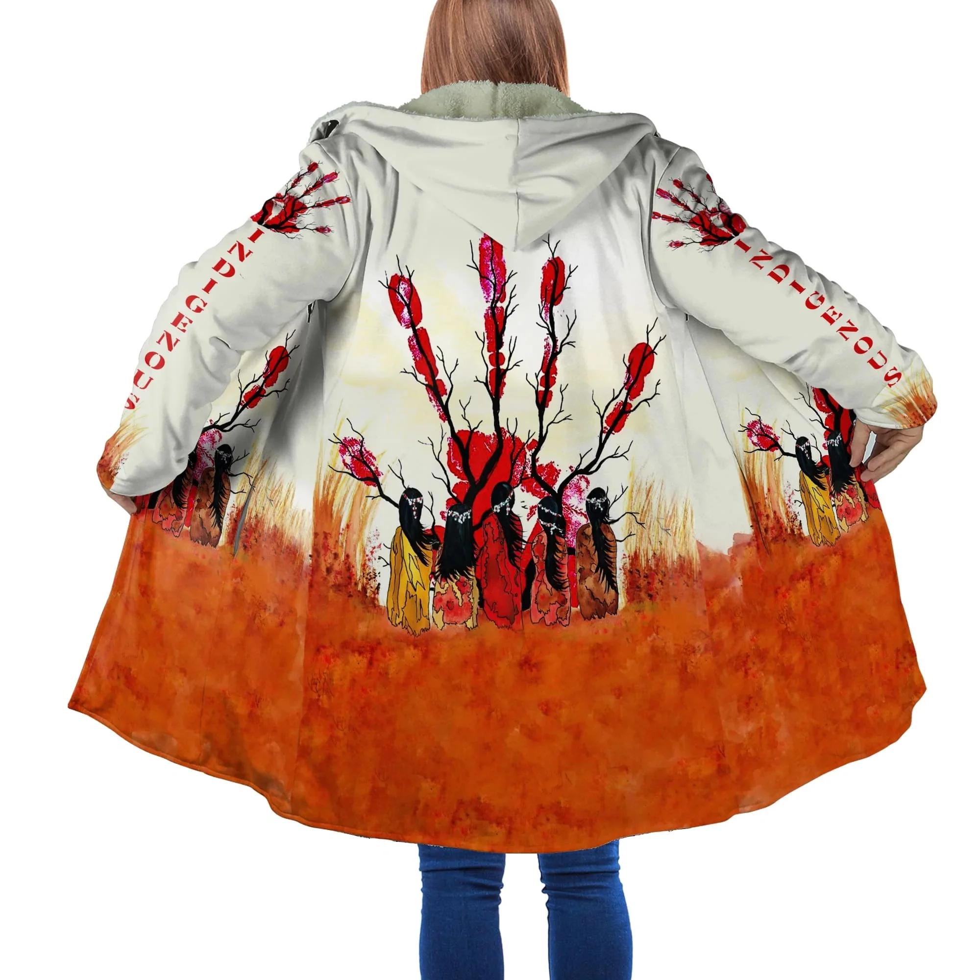 Capa con capucha de lana gruesa para hombre, abrigo cálido informal Unisex, estampado 3D, indio, moda de invierno, DP27 - imagen 5