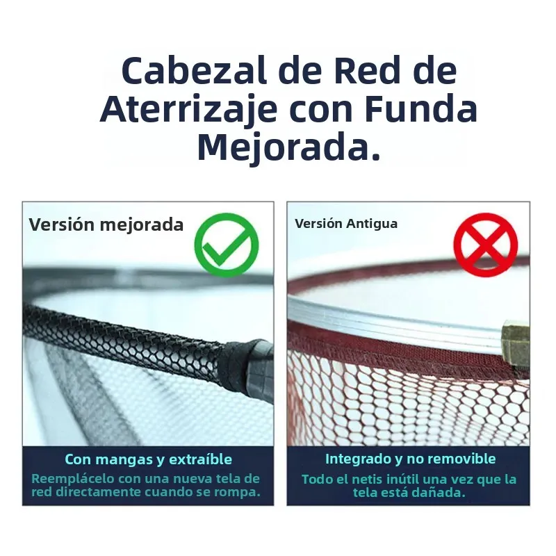 Red de aterrizaje de pesca ligera para niños, accesorios de pesca plegables de aleación de magnesio y aluminio, bolsa de red de secado rápido 35/40/45 - imagen 5