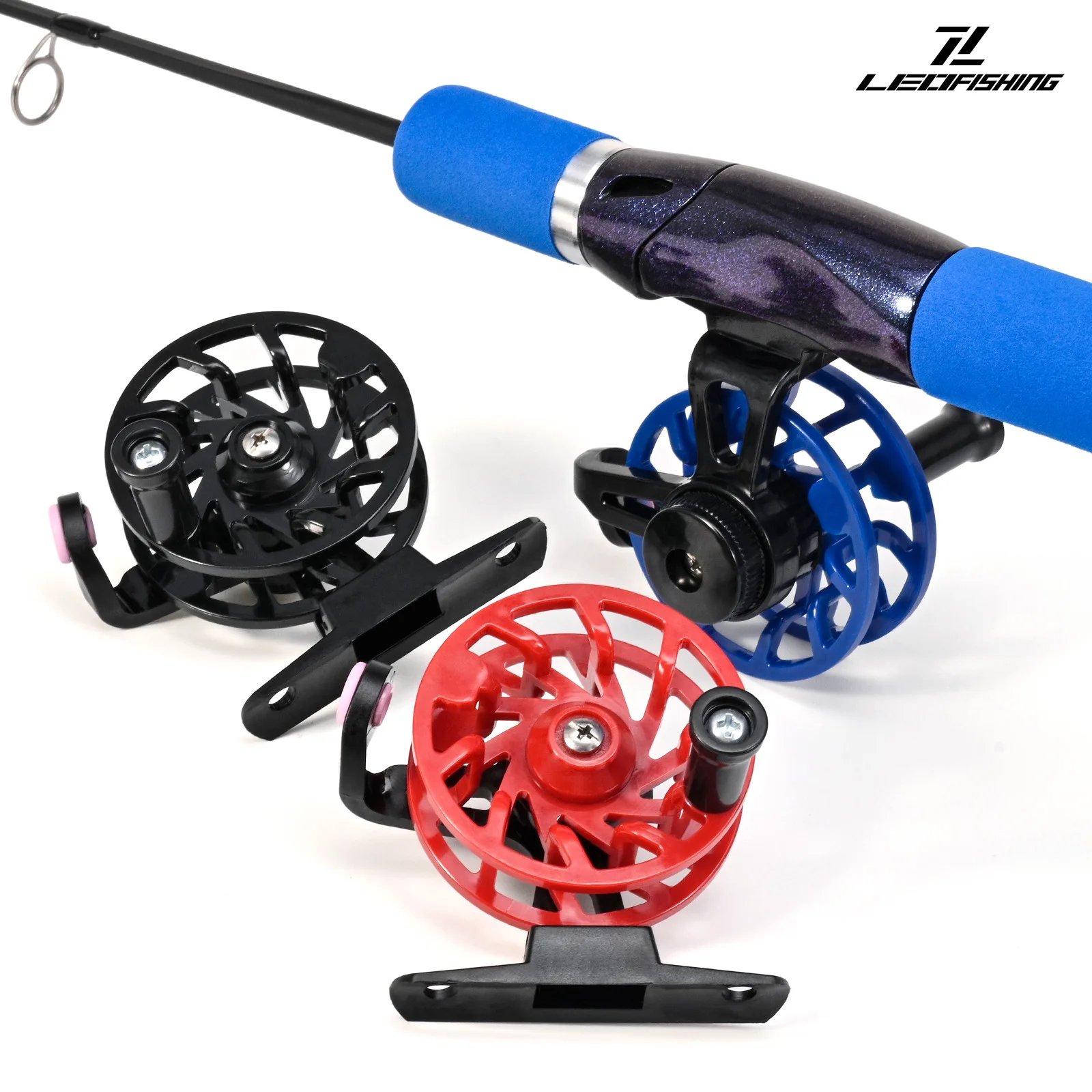 Carrete de pesca de plástico resistente al desgaste, relación de engranaje 1:1, ultraligero, anticorrosión, rueda de pesca en hielo de 3 colores - imagen 5