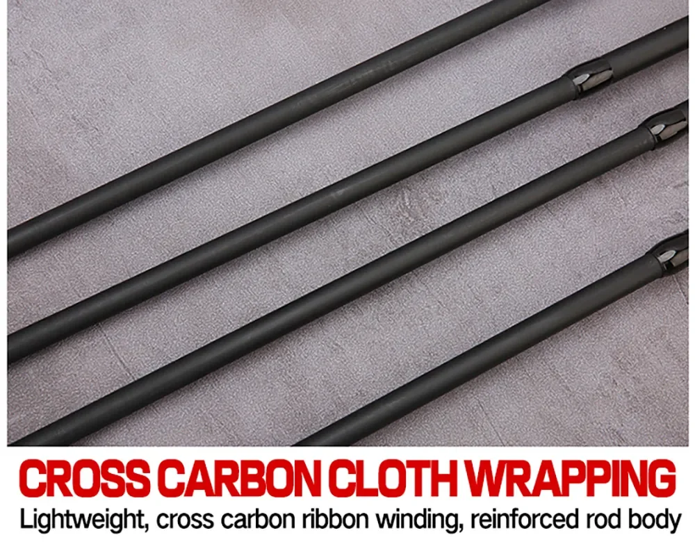 Mejore su experiencia de pesca con envoltura ligera de caña de carbono.