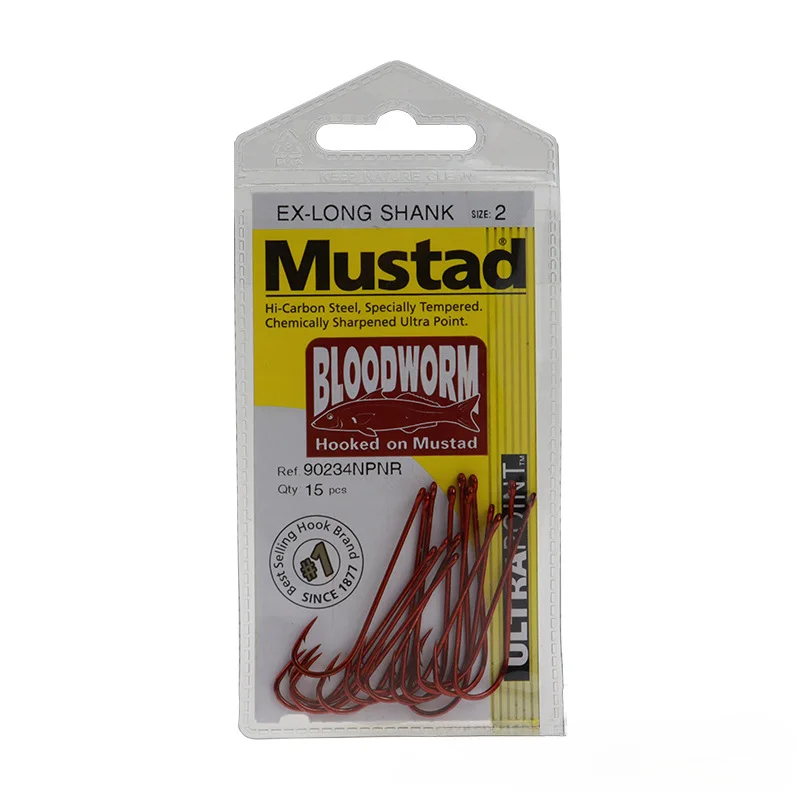 Mustad Gancho de mango largo 90234 Anguila Live Bait Bloodworm Mango recto Gancho de mango largo - imagen 5
