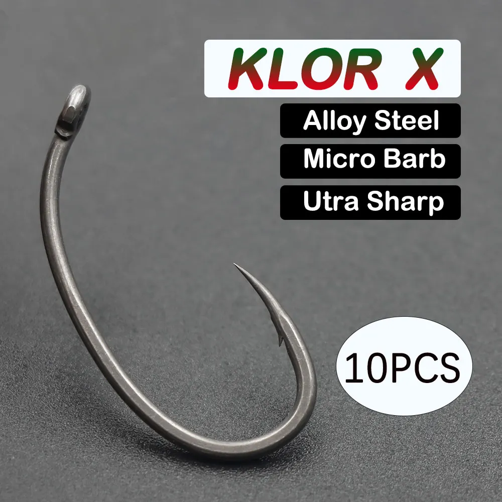 Anzuelos Klor X ultraafilados acero aleado para carpa feeder hair rig