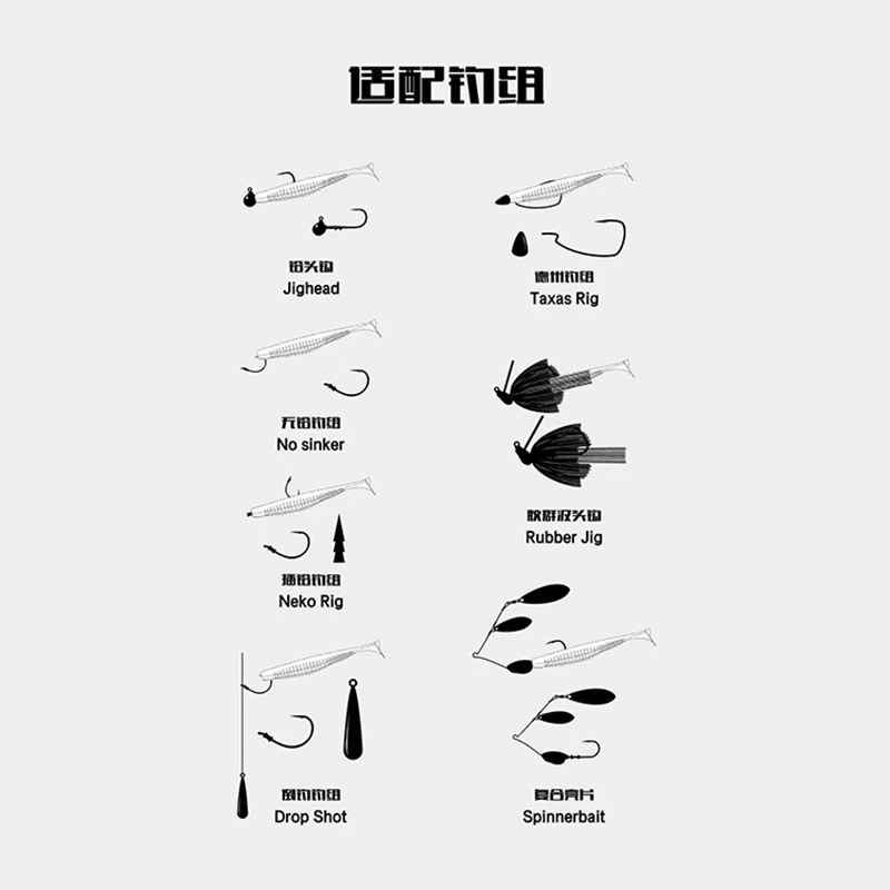 Ravencraft Yinshi-señuelos de pesca suaves de silicona con cola de paleta de hundimiento lento, conjunto de 56/68/81/94mm, cebo Artificial para lubina, aparejos de pesca - imagen 5