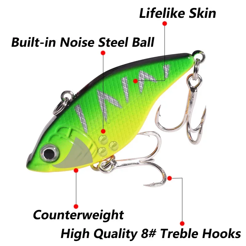 Señuelo de pesca VIB de invierno, 1 unidad, 5,5 cm, 15g, Wobbler de vibración, cebo duro Artificial de plástico, Crankbait para lubina, Lucio, aparejos de pesca en hielo - imagen 3