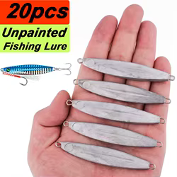 20 unids/lote señuelo de pesca sin pintar Jigbait 40g 28g 21g 17g 14g 10g 7g Shore Cast Nake Jigs señuelos artificiales Color Original