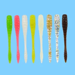12 Uds Mini señuelo suave de pesca de gusanos 0,5g/4,8 cm cebo realista de gusanos de tierra hilo Artificial cola oscilante cebo falso de silicona