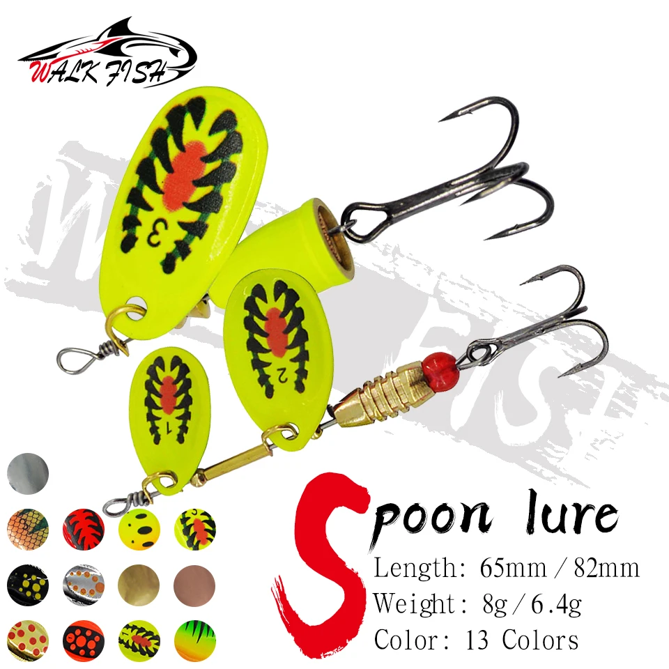 Cuchara giratoria metálica WALK FISH con anzuelo triple trucha - imagen 5