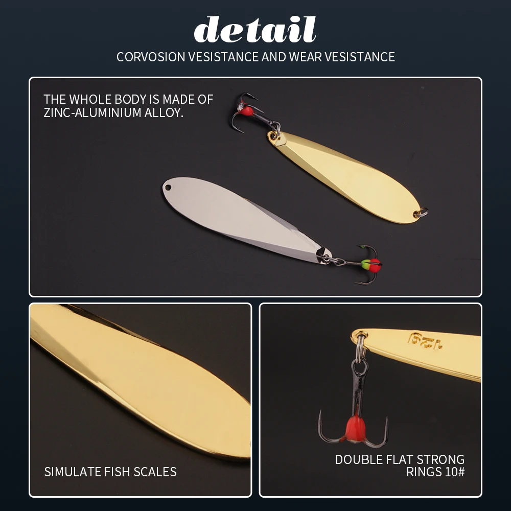 FTK-señuelo de pesca en hielo de 12g y 73mm de largo, anzuelo de Metal dorado, Wobblers, cebo Artificial, cuchara giratoria para Lucio de invierno - imagen 2