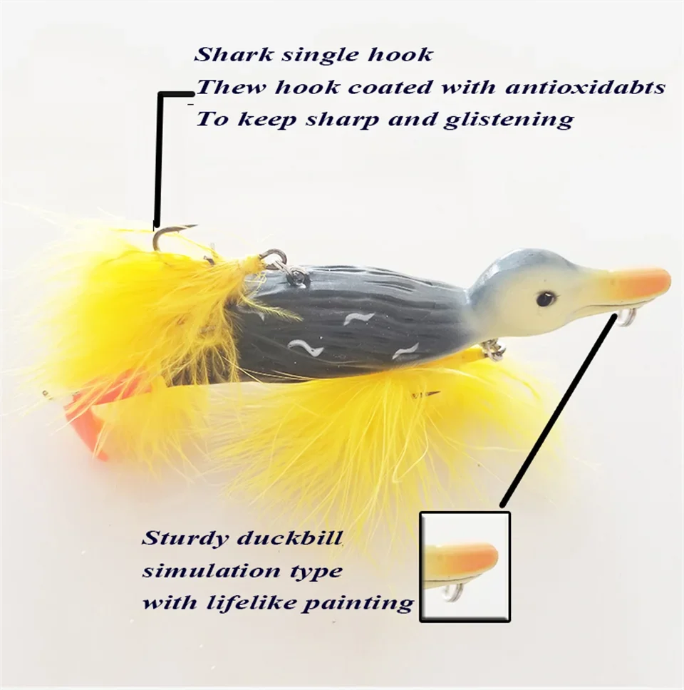 Señuelo de pesca en superficie de pato 3D, 29G, cebo Artificial flotante, pies de plopping y salpicaduras, aparejos de pesca duros Geer - imagen 5