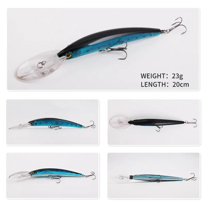 1 Uds 178mm 23g señuelos flotantes grandes y delgados para pececillos Trolling Wobbler cebo Artificial para Lucio Swimbait suministros de pesca aparejos - imagen 3