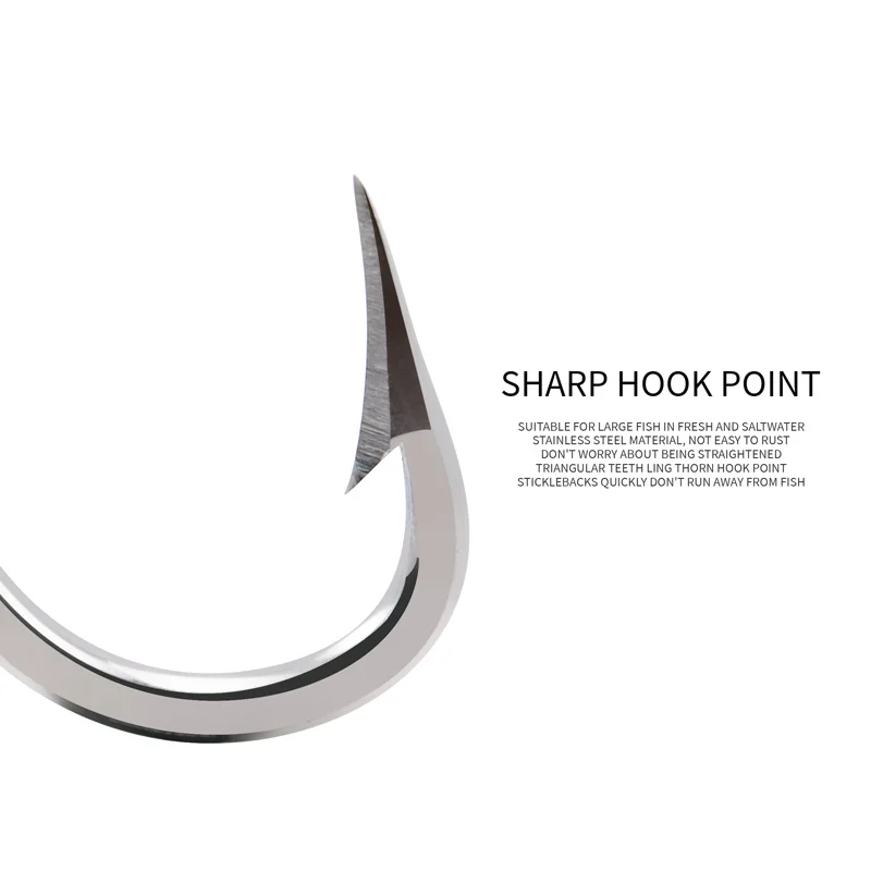 Anzuelos grandes ZYZ 5/0-13/0 #   2 ~ 7 unids/bolsa de acero inoxidable atún mar barco anzuelos de pesca potentes anzuelos grandes aparejos - imagen 5