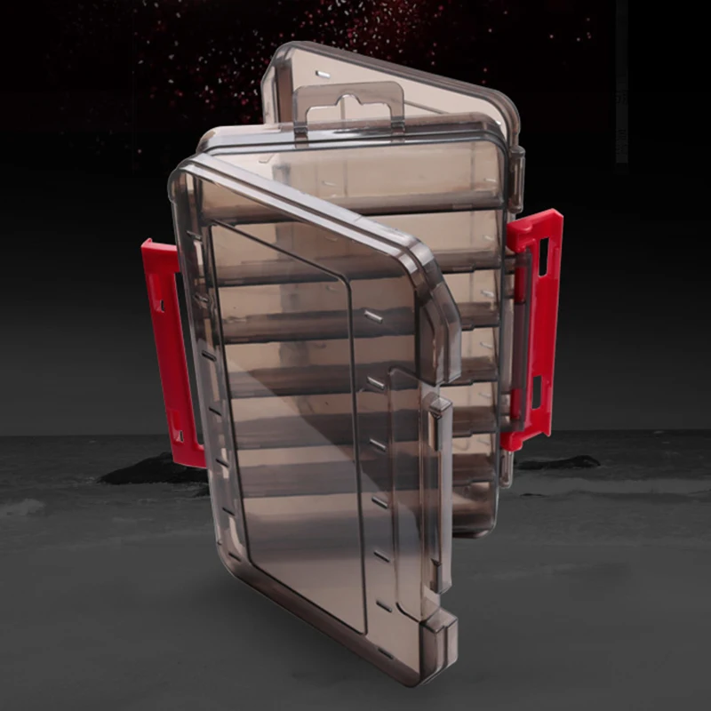 Caja de pesca de 12/14 compartimentos, accesorios de pesca, caja de almacenamiento de anzuelos de doble cara, caja de aparejos de pesca de alta resistencia - imagen 3