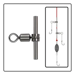 Tubo de cobre en forma de T, conector bifurcado giratorio de tres puntas, fijación de línea de pesca, accesorios de pesca giratorios, 10 unidades por lote