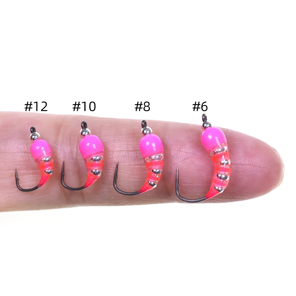 Wifreo 5 piezas/6 piezas # 6 # 8 # 10 # 12 pesca en hielo epoxi Ninfa cabeza de cuentas de latón Scud insecto gusano pesca con mosca moscas trucha lubina pesca señuelo cebo - imagen 5