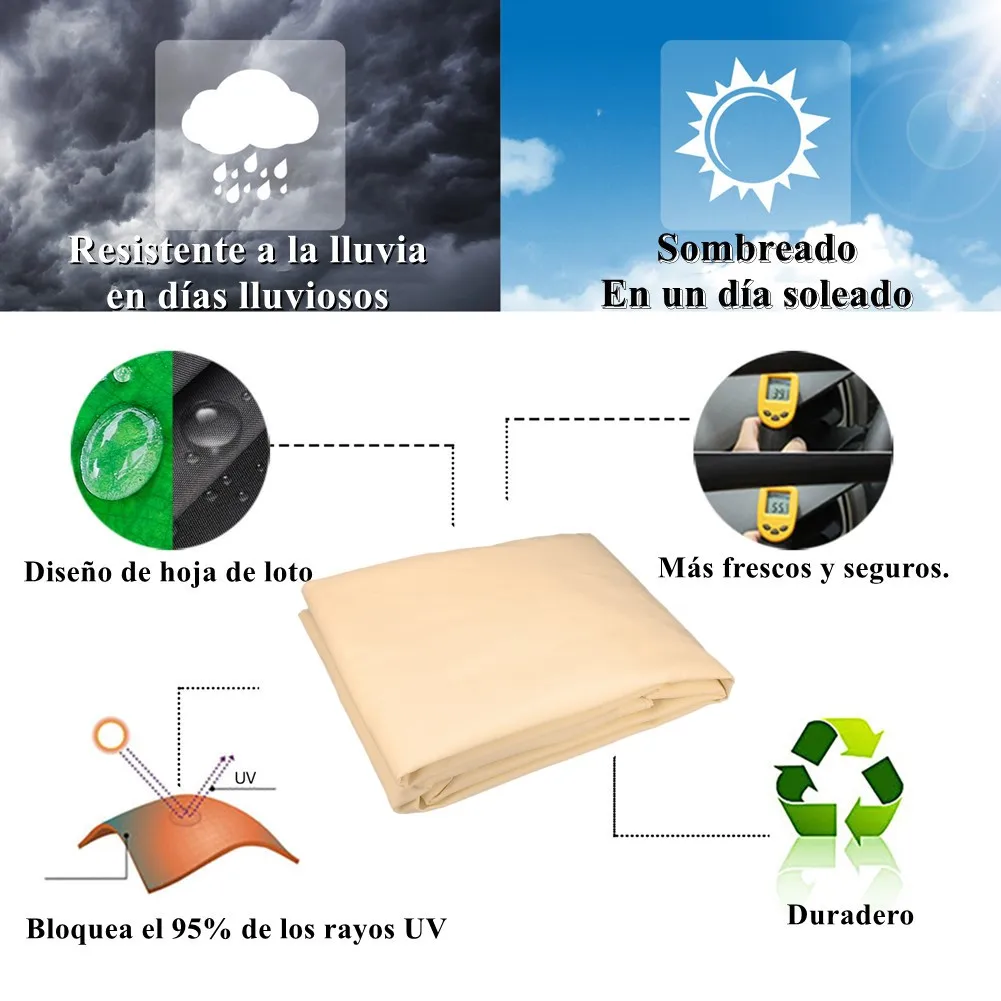Toldo grande impermeable para exteriores, 5x3M/4x3M, refugio solar para sombrilla de protección, jardín, Patio, piscina, toldo de vela de sombra, red de sombra para acampar - imagen 4