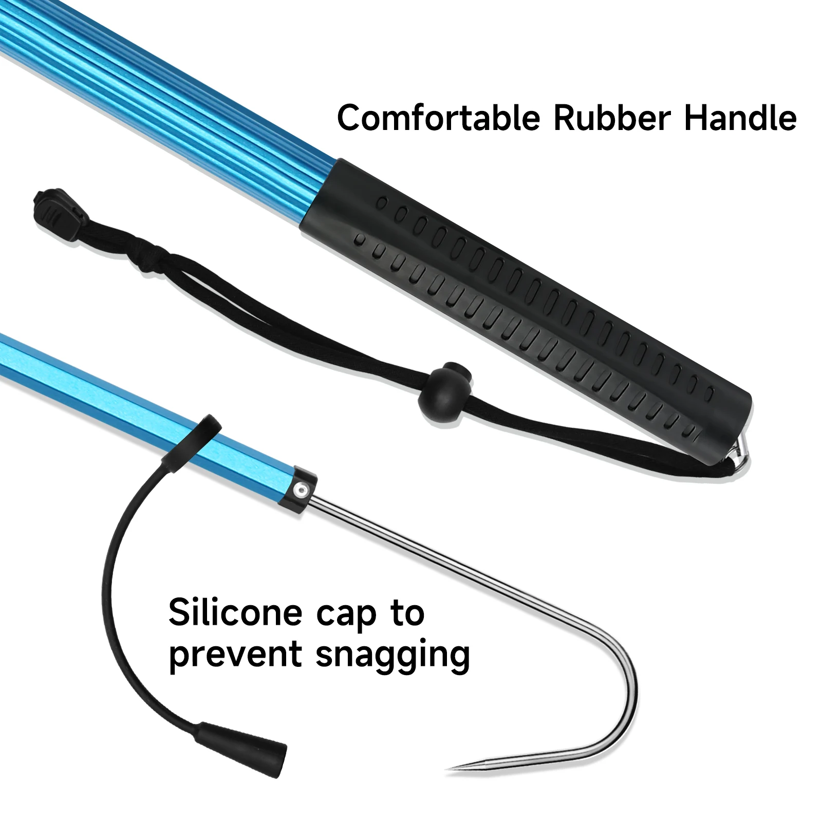 SANLIKE-gancho de pesca telescópico de 60cm, gancho de acero inoxidable, poste telescópico de aluminio, agarre de goma, accesorios de pesca al aire libre - imagen 3