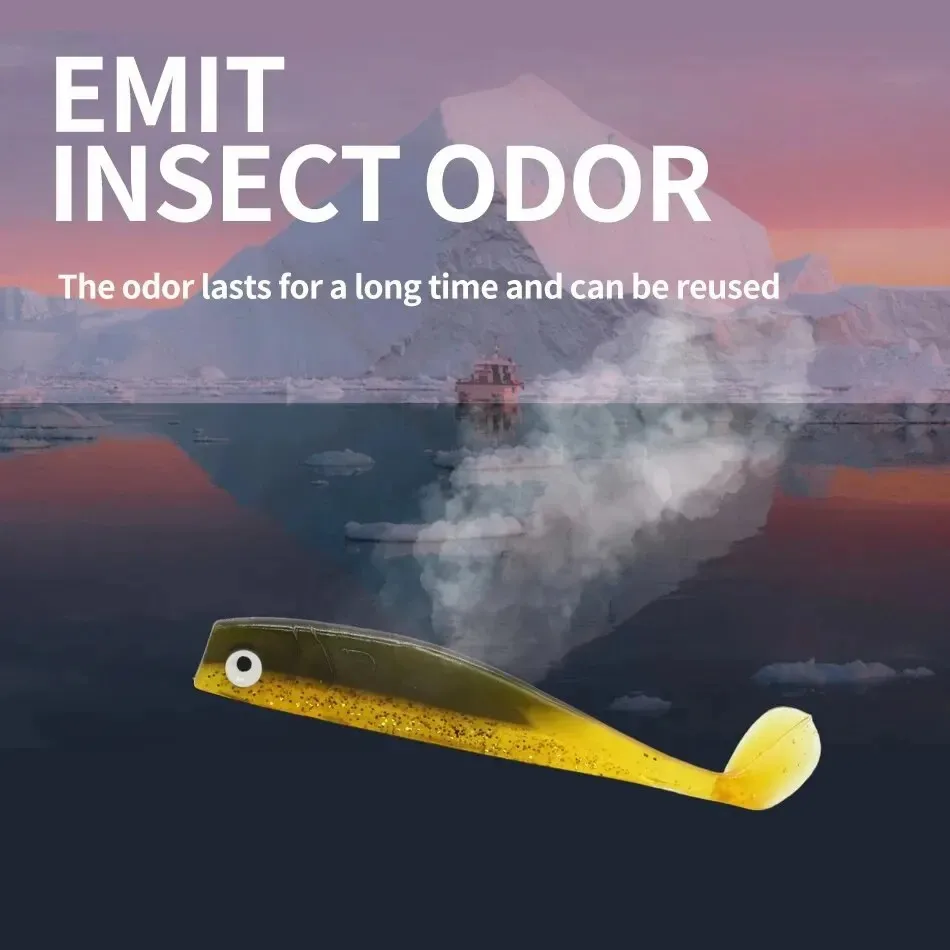 Señuelo blando de pesca, 8cm, 4 Uds., señuelos artificiales con cola en T, cebo de pesca de invierno en hielo - imagen 4