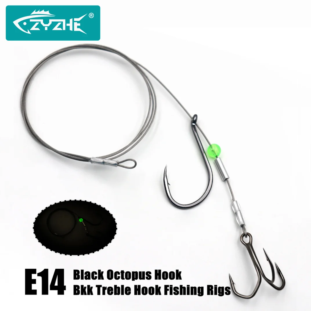 Aparejos ZYZHE con anzuelo J y triples – Cable de acero para cebo