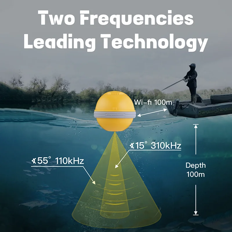 Buscador de peces WiFi Deepbalance, 100m de distancia, 100m de profundidad, Sonar inalámbrico, buscador de peces, adecuado para pesca iOS y Android - imagen 2