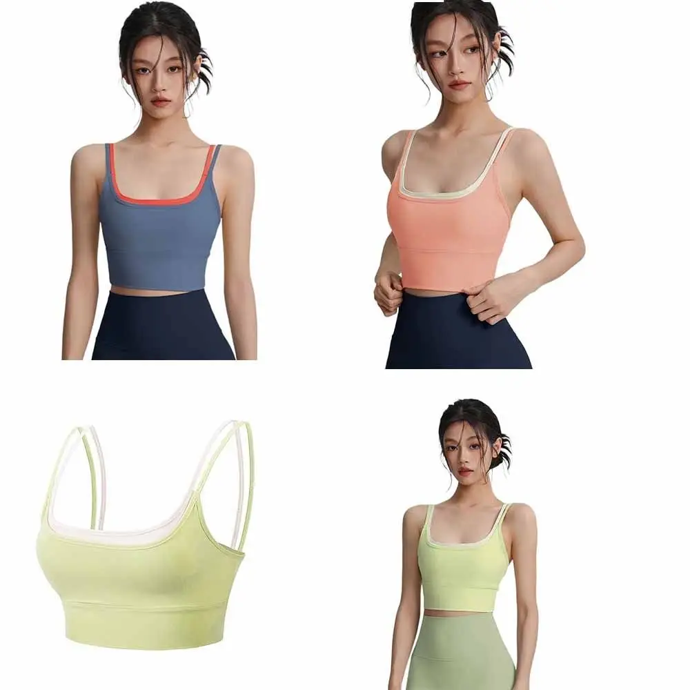 Sujetador de entrenamiento transpirable, franjas de diferente Color, camiseta sin mangas a prueba de golpes, mejora el soporte para el pecho, ropa interior de Yoga antiflacidez para correr - imagen 4