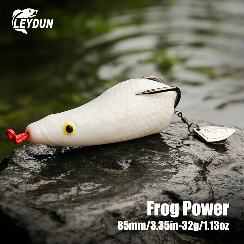 Leydun-Señuelos de pesca Frog Power, 32g, cebo suave de 85mm, doble pieza, color superior, Rana de rayos gigantes, pesca de rana trueno modificada