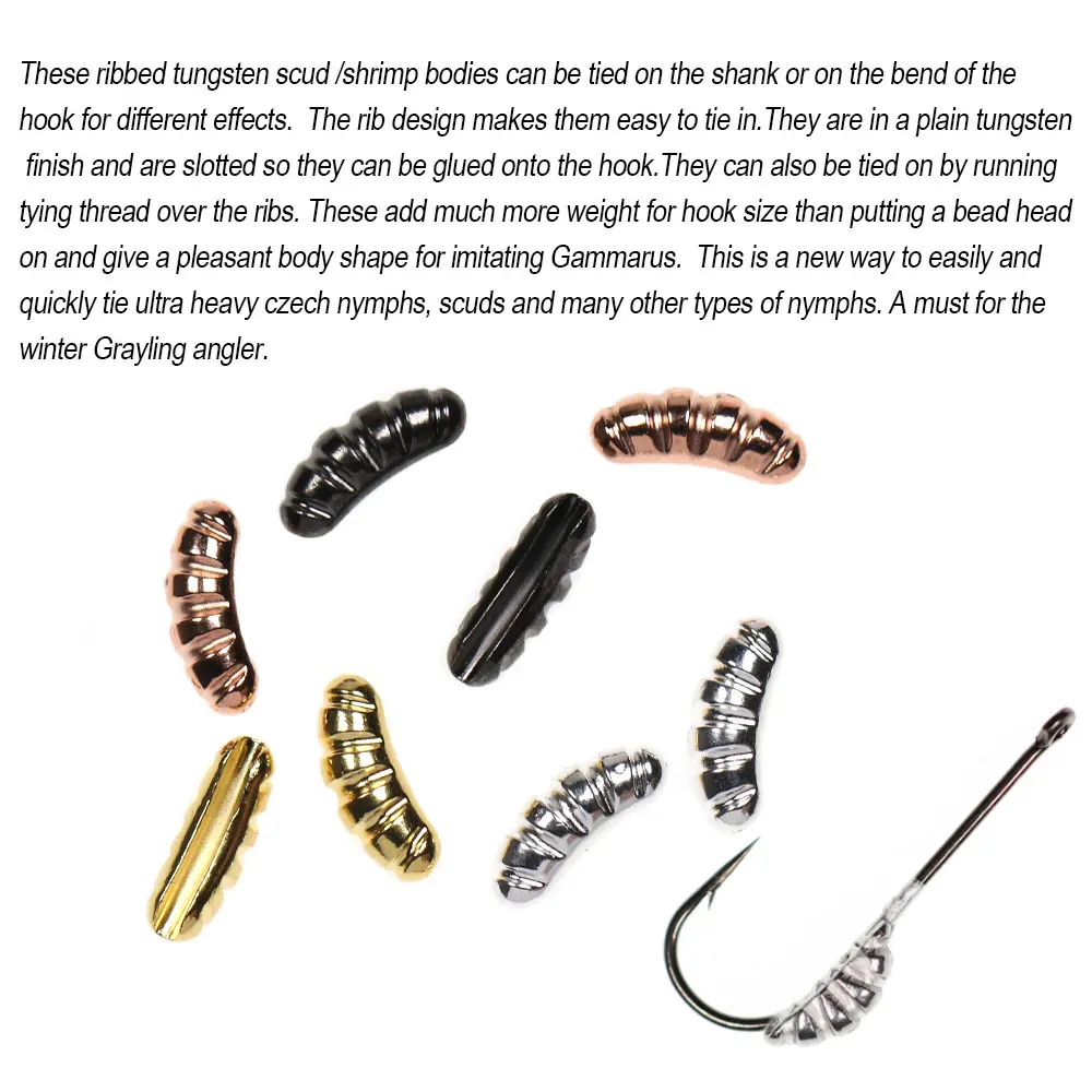 ICERIO, 12 Uds., costilla ponderada, cuerpo pesado, cuentas traseras, Material de atado de moscas para atar Scuds, camarones, fregadero rápido, Ninfa, pesca en hielo - imagen 5