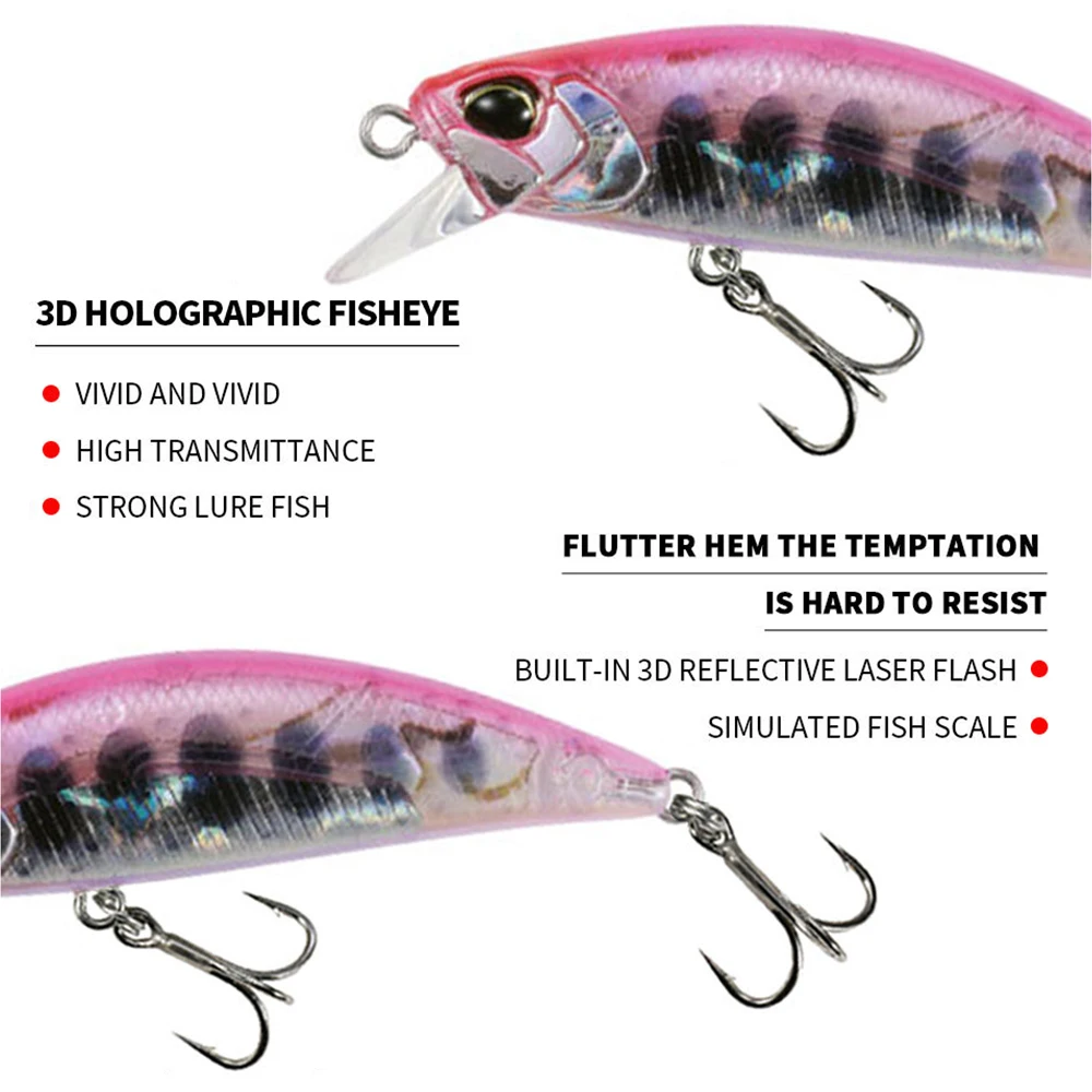 Señuelo de pesca de 5cm y 4,5g, Micro pececillo Wobbler, cebo duro Artificial que se hunde, Jerkbait, cebo de corriente de tamaño pequeño para trucha, lubina y Lucio - imagen 5