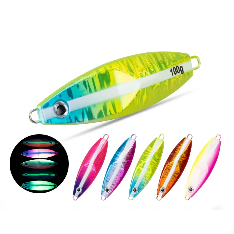 1 unidad 80g100g UV luminoso hundimiento caída Jigging señuelo cebo duro plantilla de Metal lento señuelo de pesca aparejos de pesca pesca señuelo de pesca - imagen 2