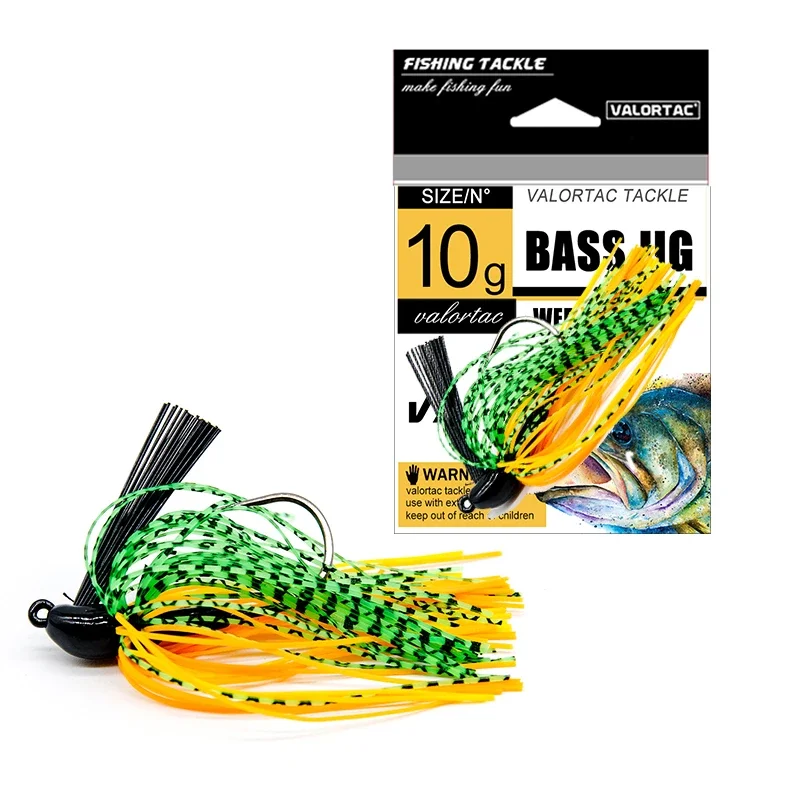10g weedless bass fishing Jig head for fishing hooks with weed guard colorful silicone skirt bass fishing jig lure fishhook - imagen 4