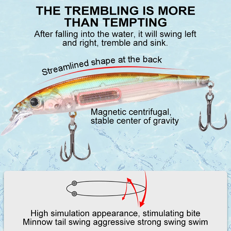 WALK FISH 1 Uds 8g 19g sistema magnético Señuelos de Pesca superiores flotantes Minnow Wobbler calidad aparejos de pesca anzuelos para pesca - imagen 2
