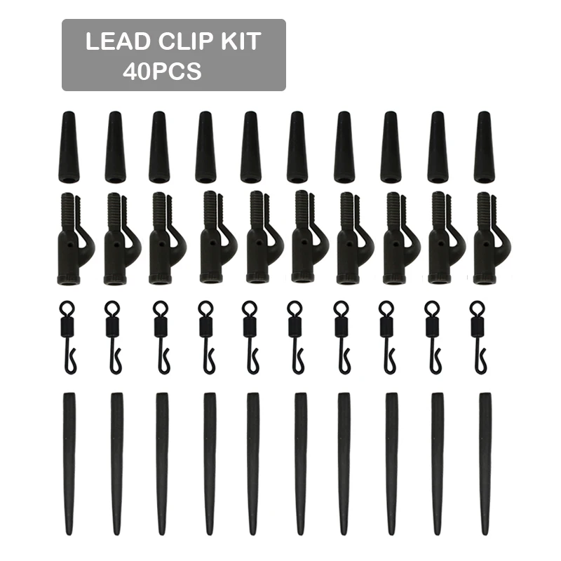 Juego de 10 accesorios de pesca de carpa, Kit de fabricación de aparejos, giratorios QC, manga antienredos, Clips de plomo, cola de goma para aparejos de pesca de carpa - imagen 4