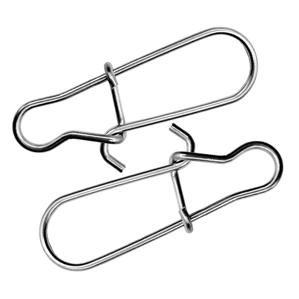 Conector de pesca de acero inoxidable, Herramienta de gancho de pesca de 100 piezas, cierre de Clip rápido, anillos giratorios sólidos, broches de seguridad - imagen 5