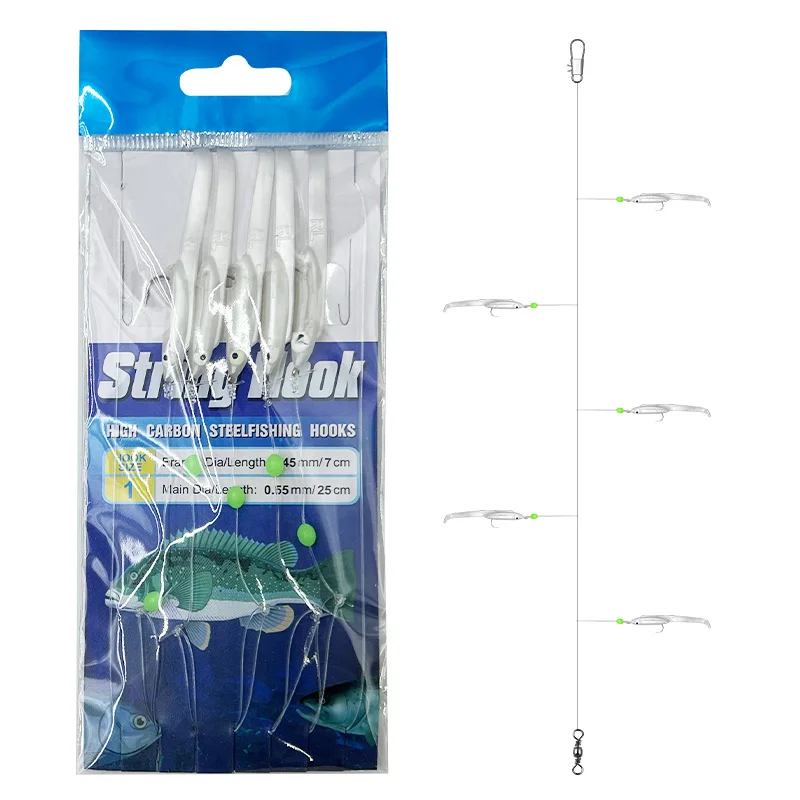 1 ud./5 unidades/bolsa anzuelo de cuerda para Anguila de pesca en el mar 1 # Iseni Hook-Juego de líneas terminadas, señuelo de Anguila Artificial - imagen 2