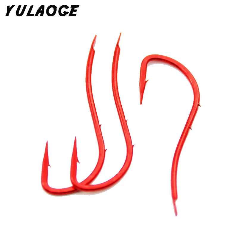 20 unids/bolsa anzuelos de pesca rojos con púas de doble vástago gancho de soporte de cebo para pesca con cebo vivo para pesca en la playa anzuelo con cebo vivo - imagen 2