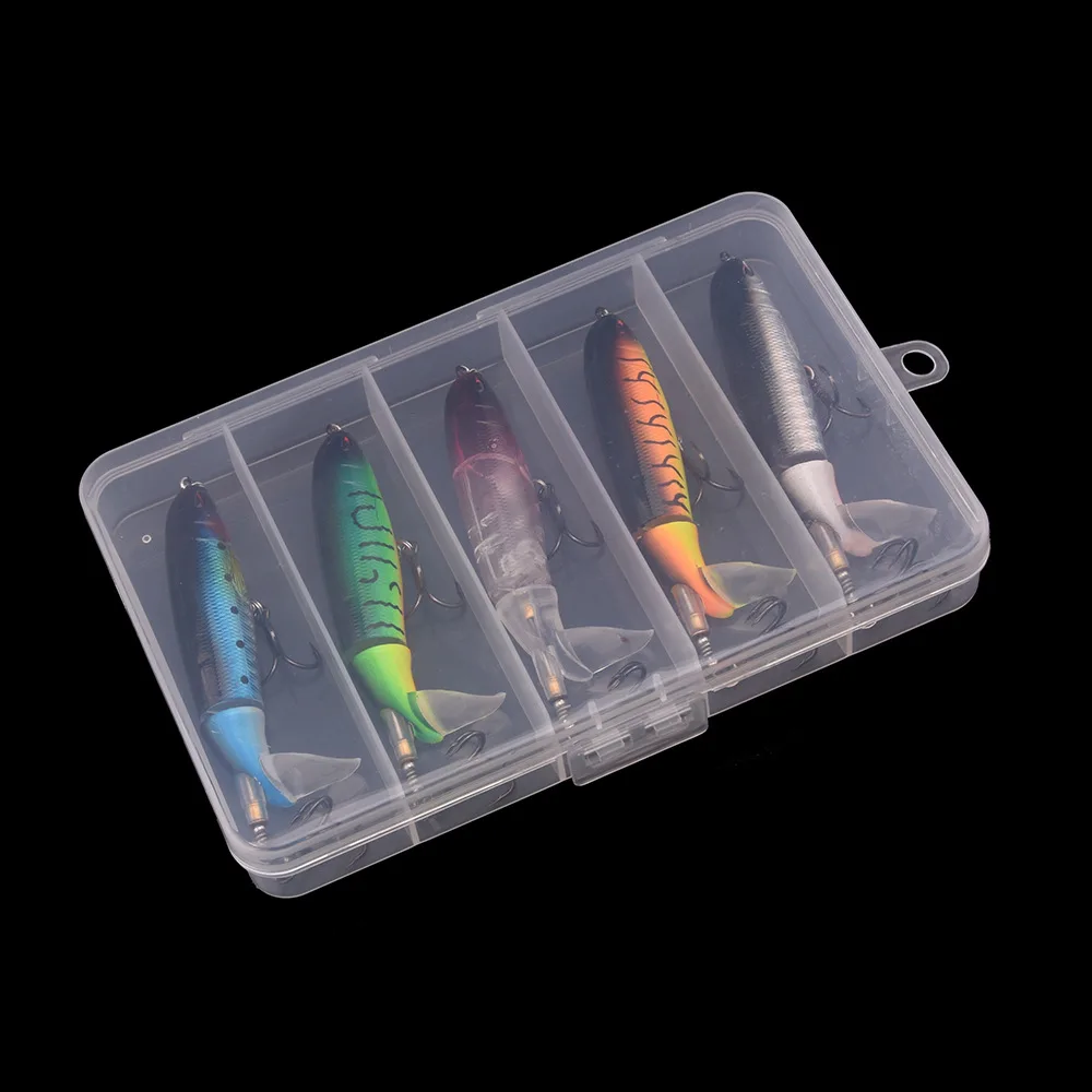 5 uds con caja Whopper Plopper 10cm 13G flotante Popper señuelo de pesca cebo duro Artificial Wobbler cola giratoria aparejos de pesca - imagen 5