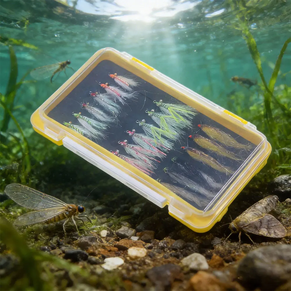 Selección variada de patrones streamer, minnow y crazy charlie