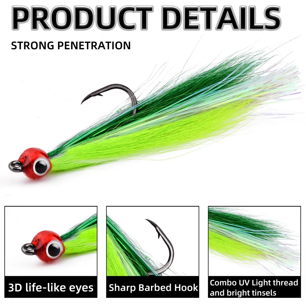 Anzuelos streamer bucktail para mosca de pesca, para trucha y salmón - imagen 2