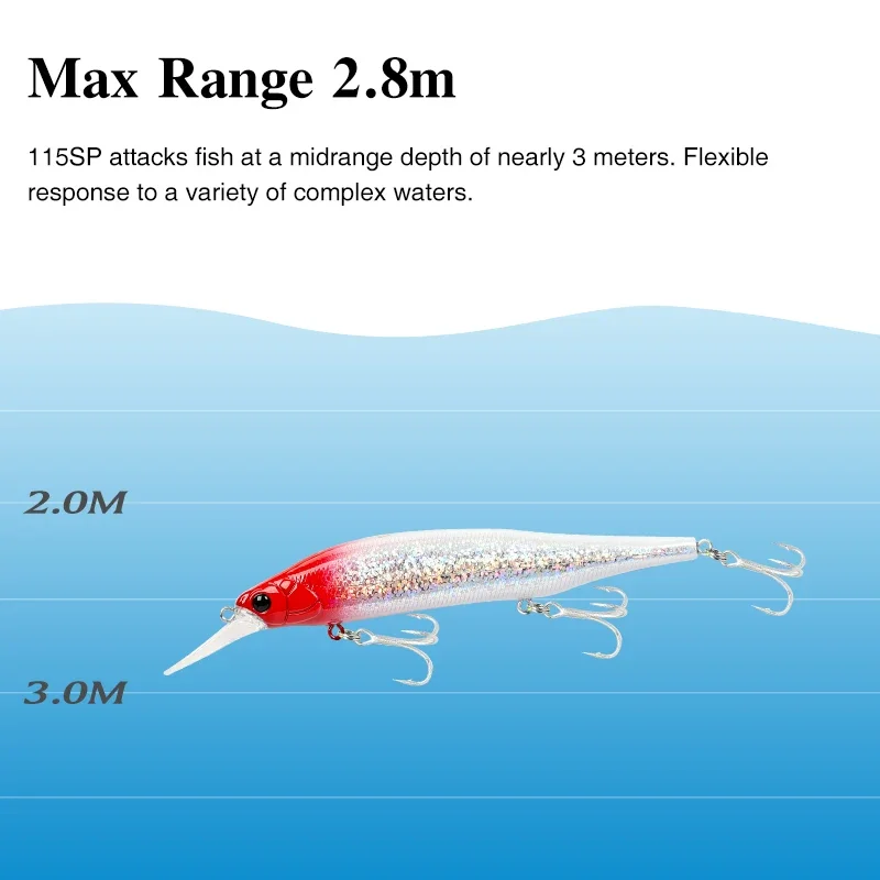TSURINOYA 115S NYX SinKing Minnow Jerkbait 18,5g 115mm sistema de peso de tungsteno de agua salada señuelo de pesca profesional Artificial - imagen 5