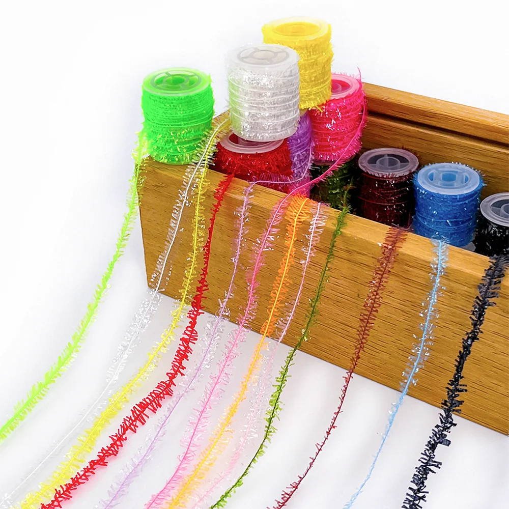 Wifreo, chenilla de hielo de cristal de 10M, materiales de atado de moscas de 7mm de ancho para moscas secas/húmedas, serpentina de ninfas, plantilla de marabú, señuelo de pesca de lubina y trucha - imagen 4