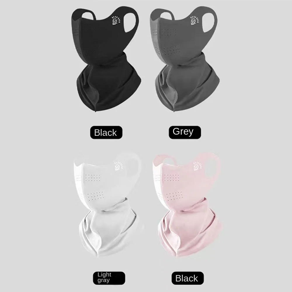 Máscara de protección solar de seda de hielo a la moda UPF50 + bufanda transpirable Anti-UV para el cuello máscara facial parasol 3D a prueba de polvo verano