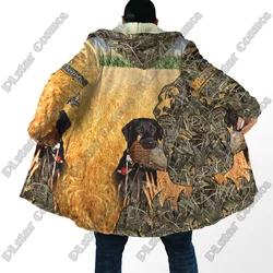 Capa de moda de invierno 2024 para hombre, capa con capucha de lana gruesa con estampado 3D de Labrador/Feasant Hunting, capa cálida informal Unisex DP10