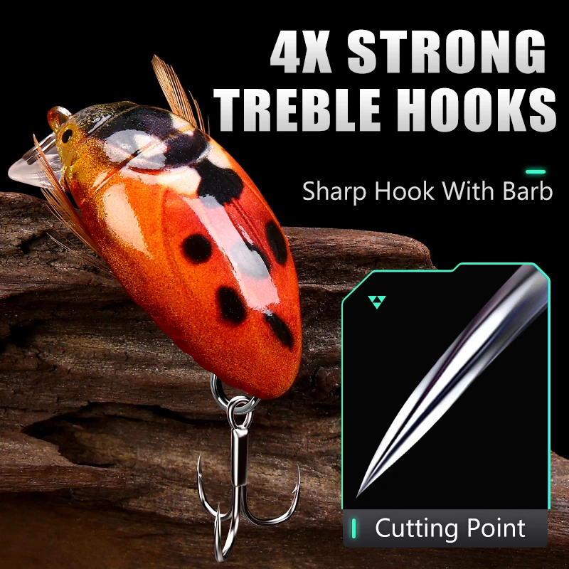 Cebo de escarabajo WEIHE, cebo duro malo de escarabajo microflotante biónico Luer - imagen 5